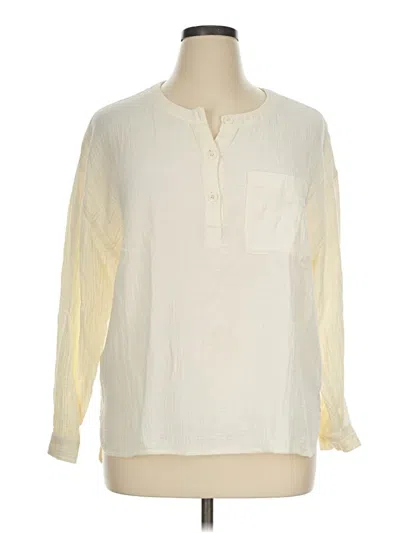 Pre-owned L.l.bean Signature Long Sleeve Blouse In Ivory