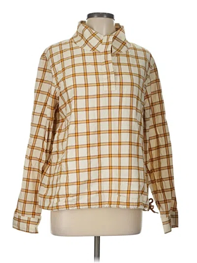 Pre-owned L.l.bean Signature Long Sleeve Blouse In Tan