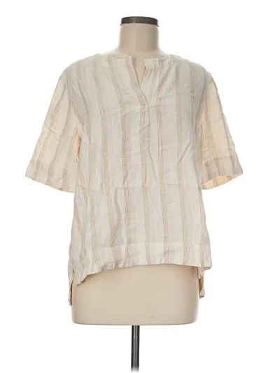 Pre-owned L.l.bean Signature Short Sleeve Blouse In Ivory
