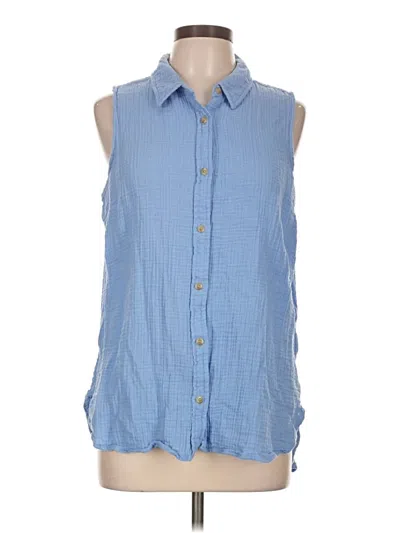 Pre-owned L.l.bean Sleeveless Button Down Shirt In Blue