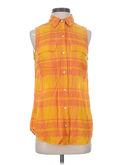 Pre-owned L.l.bean Sleeveless Button Down Shirt In Orange