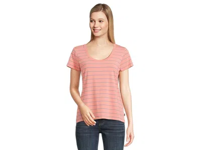 L.l.bean Soft Stretch Supima T-shirts Scoopneck Short-sleeve Stripe In Pink