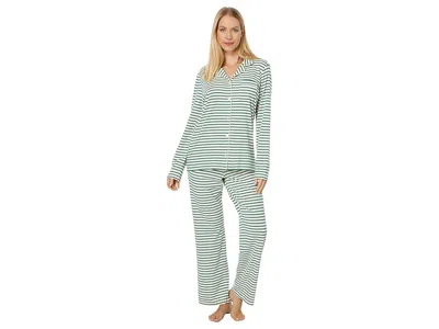 L.l.bean Super Soft Shrink-free Button Front Pajama Set Stripe In Green