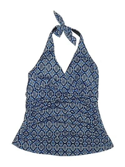 Pre-owned L.l.bean Swimsuit Top Blue Paisley Pattern Swimwear