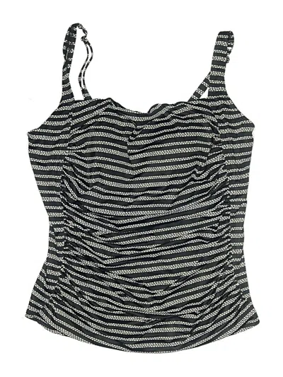 Pre-owned L.l.bean Swimsuit Top Gray Stripes Pattern Swimwear