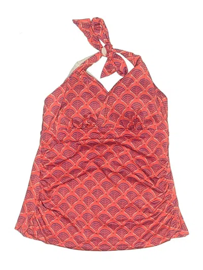Pre-owned L.l.bean Swimsuit Top Red Paisley Pattern Swimwear