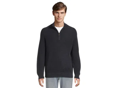 L.l.bean Textured Washed Cotton Sweaters 1/4 Zip In Blue