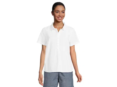 L.l.bean Vacationland Short-sleeve Popover Stripe Seersucker Shirt In White