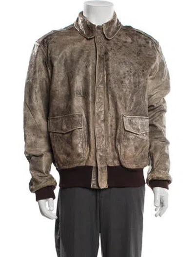 Pre-owned L.l.bean Vintage Goat Leather Bomber Jacket In Brown