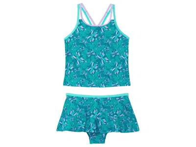 L.l.bean Watersports Skirted Tankini (little Kids) Girl's Sets Teal Blue Butterfly : 6x-7 Little Kid, Lycra/n In Green