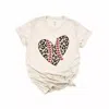 Lld Supply Women's Leopard Baseball Heart Short Sleeve Graphic Tee In Oatmeal In White