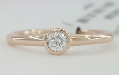 Pre-owned Llk 0.21 Ct 14k Rose Gold Bezel Set Round Cut Diamond Solitaire Engagement Ring In White