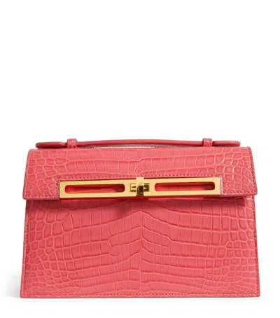 Llora Mini Crocodile Emma Top-handle Bag In Pink