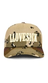 Llovesick Embroidered Franchise Cap In Brown