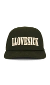 Llovesick Embroidered Franchise Cap In Green