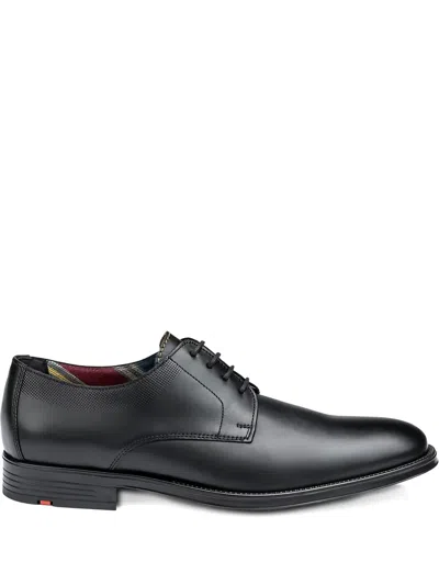 Lloyd Davenport Polished Leather Derby Shoes In Black
