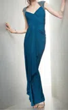 Lm Collection Mignon Gathered Evening Dress In Teal