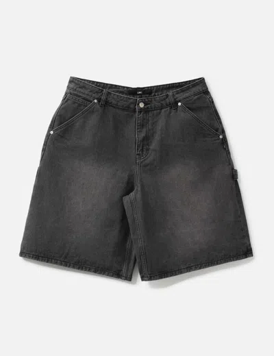 Lmc Brush Washed Denim Carpenter Shorts In Black