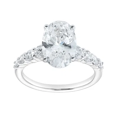 Lmj Fine Jewelry Camila 14k Gold Oval Lab Grown Diamond Engagement Ring - 2.5 Ct In Metallic
