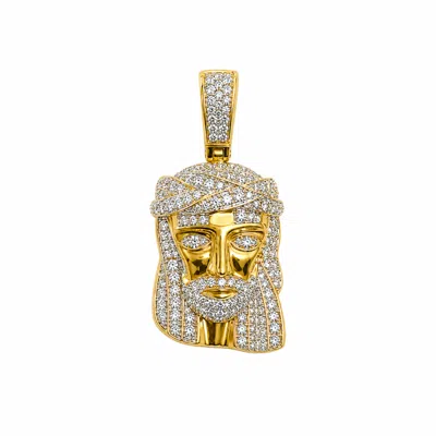 Lmj Fine Jewelry Crowned In Light 10k Gold 0.25 Ct Diamond Jesus Pendant In Multi