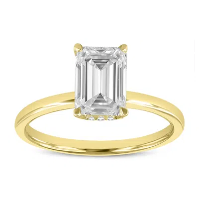 Lmj Fine Jewelry Delphine 14k Yellow Gold Emerald Cut Lab Grown Diamond Hidden Halo Engagement Ring - 2.1 Ct