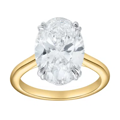 Lmj Fine Jewelry Evania 14k Gold Oval Cathedral Lab Grown Diamond Hidden Halo Engagement Ring - 5.15 Cts In Yellow