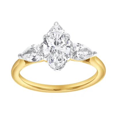 Lmj Fine Jewelry Fallon 2ct Marquise & Pear Three Stone Lab Diamond Ring 14k Gold