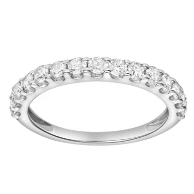 Lmj Fine Jewelry Francesca 14k Gold Round Diamond Studded Half Eternity Band Ring - 0.5cts In Silver