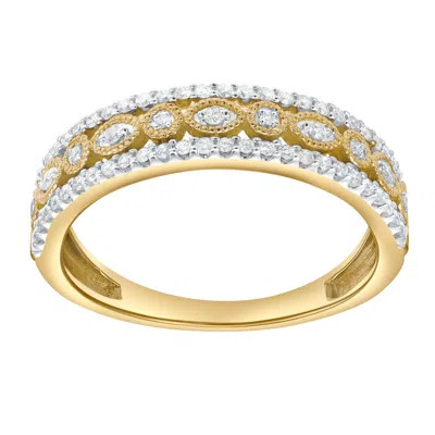 Lmj Fine Jewelry Golden Mirage 0.25 Cts Natural Diamond Band 14k Gold Ring In Silver