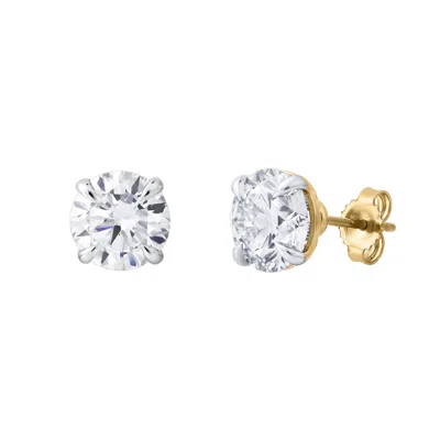 Lmj Fine Jewelry Nisara 3.5 Ct Tw Lab Grown Round Diamond Studs 14k Gold Earrings In Yellow