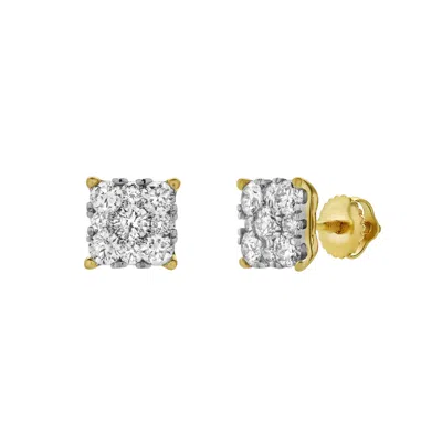 Lmj Fine Jewelry Nova 14k Yellow Gold Cluster Lab Grown Diamond Unisex Earrings - 1 Cts