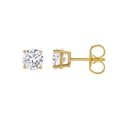 Lmj Fine Jewelry Valeria 2 Ct Tw Lab Grown Round Diamond Studs 14k Gold Earrings In Pink
