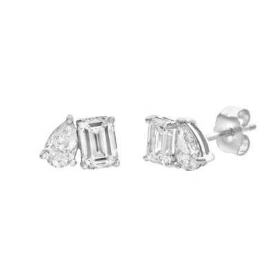 Lmj Fine Jewelry Valessa 14k Gold 1.75 Ct Lab Grown Diamond Toi Et Moi Earrings In Metallic