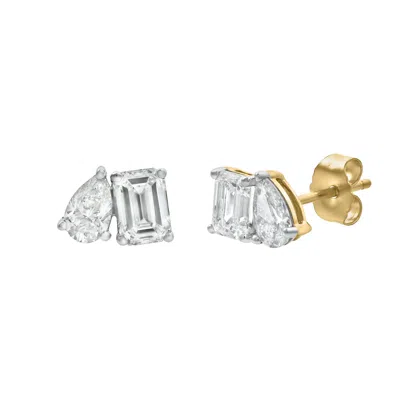 Lmj Fine Jewelry Valessa 14k Gold 2 Ct Lab Grown Diamond Toi Et Moi Earrings In Metallic