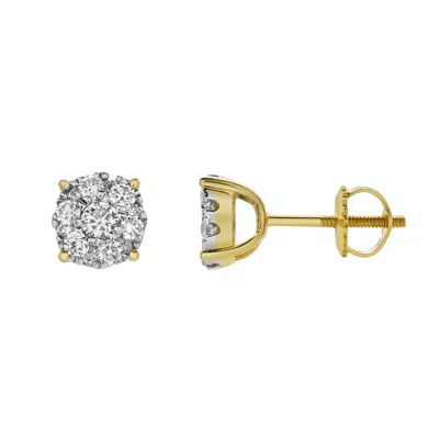 Lmj Women's Arc Yellow Gold Cluster Lab Grown Diamond Unisex Earrings.