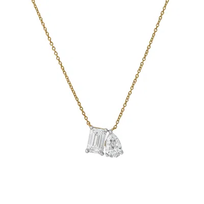 Lmj Women's Aurelia Yellow Gold Lab Grown Diamond Toi Et Moi Elegant Necklace
