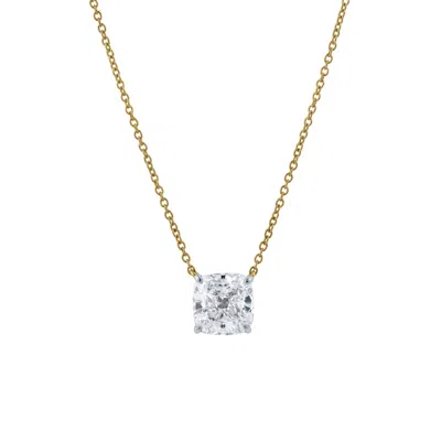 Lmj Women's Cushion Chic Yellow Gold Lab Grown Diamond Necklace Design