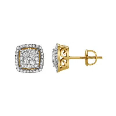 Lmj Women's Elantris Yellow Gold Cluster Diamond Unisex Earrings