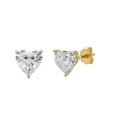 Lmj Women's Elaria Yellow Gold Lab Grown Heart Solitaire Diamond Earrings