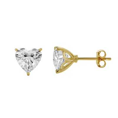 Lmj Women's Elaria Yellow Gold Lab Grown Heart Solitaire Diamonds Earrings