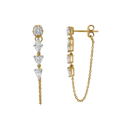 Lmj Women's Elenya Yellow Gold Lab Grown Diamond Chain Earrings