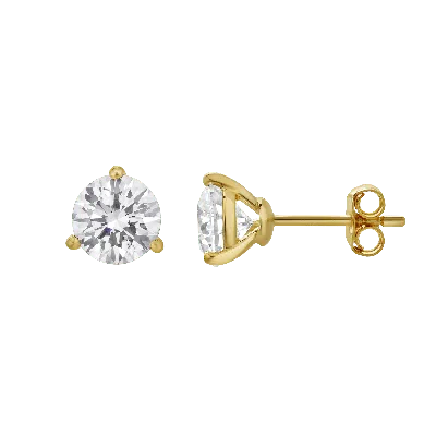 Lmj Women's Ellipse Yellow Gold Lab Grown Round Solitaire Diamond Earrings -