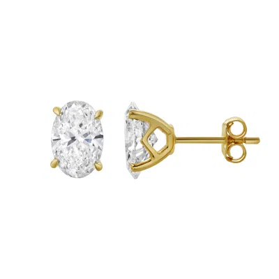 Lmj Women's Ellora Yellow Gold Lab Grown Oval Solitaire Diamond Earrings