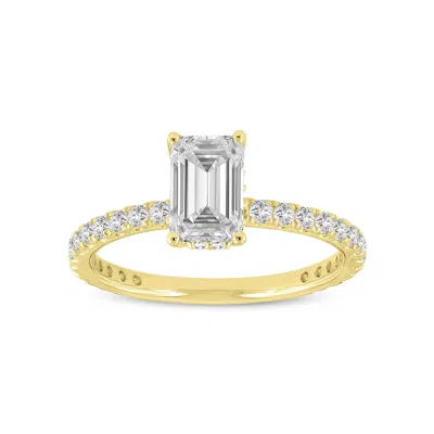 Lmj Women's Fiora Yellow Gold Emerald Cut Lab Grown Diamond Hidden Halo Engagement Ring
