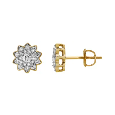 Lmj Women's Florana Yellow Gold Cluster Diamond Unisex Earrings