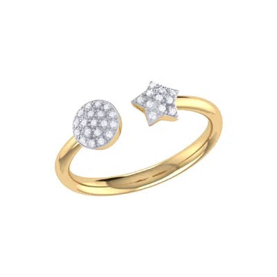 Lmj Women's Full Moon Star Open Ring In 14 Kt Yellow Gold Vermeil On Sterling Silver