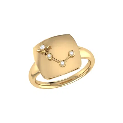 Lmj Women's Gold / Silver Aries Ram Diamond Constellation Signet Ring In Yellow Gold Vermeil On Sterling In Multi