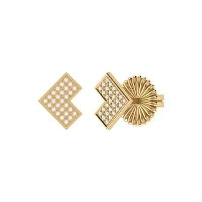 Lmj Women's Gold / Silver One Way Stud Earrings In 14 Kt Yellow Gold Vermeil On Sterling Silver In Multi