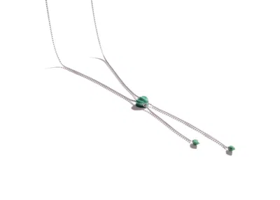 Lmj Women's Luv Me Green Aventurine Adjustable Heart Necklace In Sterling Silver