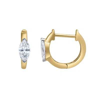 Lmj Women's Marquise Muse Lab Grown Diamond Huggies In Yellow Gold